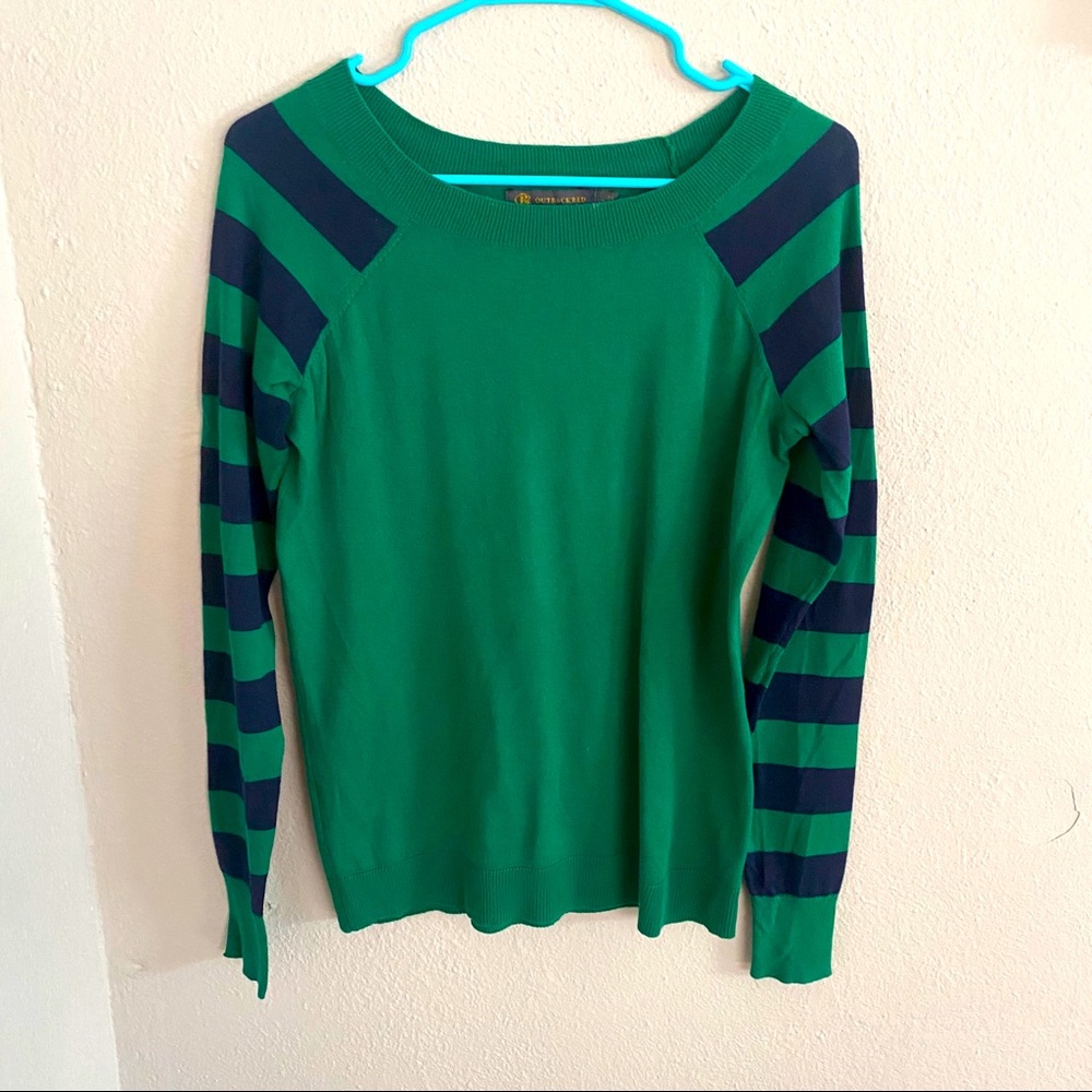 Lightweight Green + Blue Striped Sweater